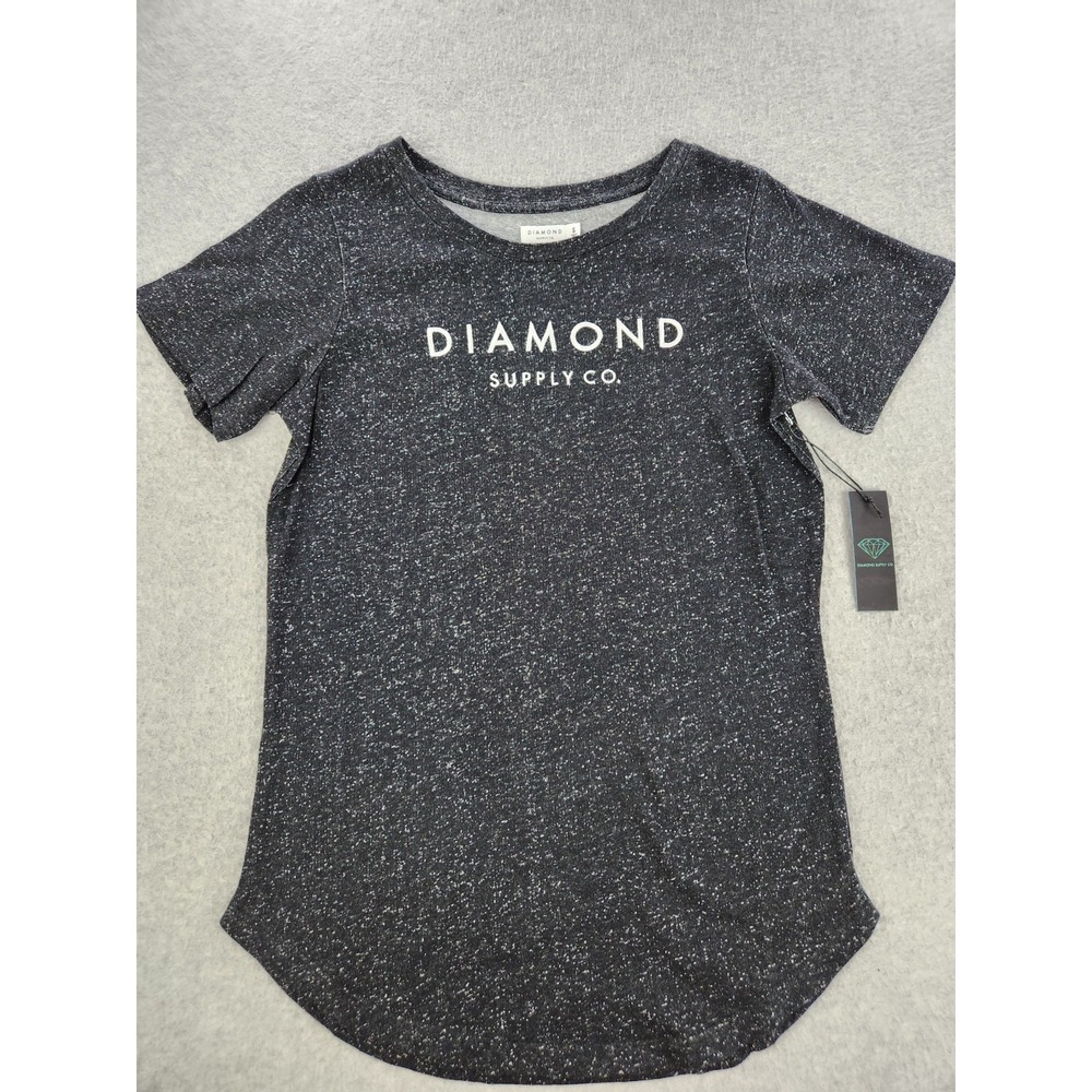 Diamond Supply Co. Women's Logo Shirt Top Black Speckle Skateboarding Sz SMALL